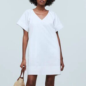 madewell silk ruffle-neck mini dress Madewell Silk Chiffon Cascade Ruffle V-Neck Mini Dress Womens Sz 2 $148